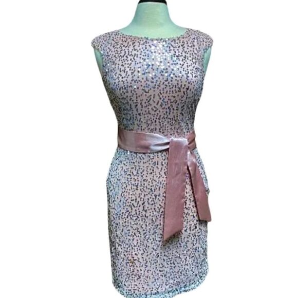 VENUS Pink & Silver Sequins Short Sleeve Dress 
Size 2 - Picture 1 of 5